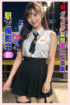 AIグラビア 妄想美女写真集　駅で撮影会01